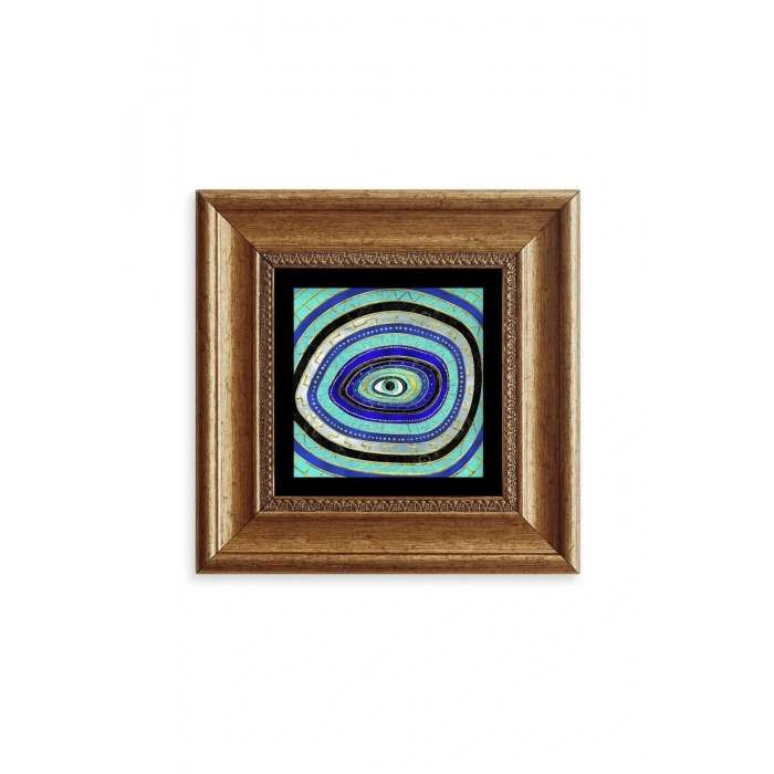 Nazar Boncuğu Çerçeveli Taş Tablo 20 cm