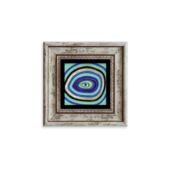 Nazar Boncuğu Çerçeveli Taş Tablo 20 cm