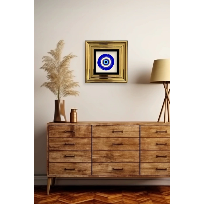 Nazar Boncuğu Çerçeveli Taş Tablo 20 cm