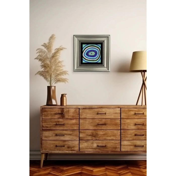 Nazar Boncuğu Çerçeveli Taş Tablo 20 cm