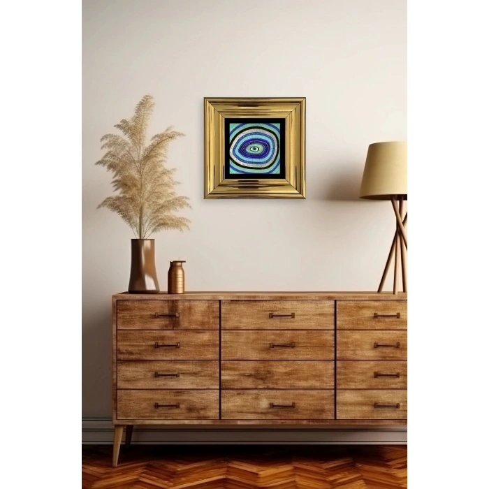 Nazar Boncuğu Çerçeveli Taş Tablo 20 cm