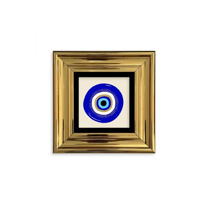 Nazar Boncuğu Çerçeveli Taş Tablo 30 x 30