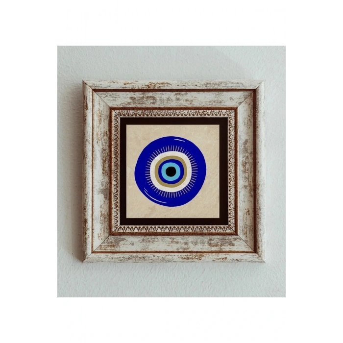 Nazar Boncuğu Çerçeveli Taş Tablo , Çerçeveli Taş Duvar Dekoru 20 cm