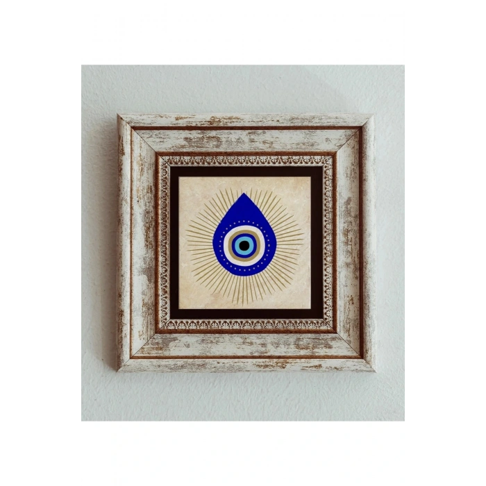 Nazar Boncuğu Çerçeveli Taş Tablo , Çerçeveli Taş Duvar Dekoru 20 cm