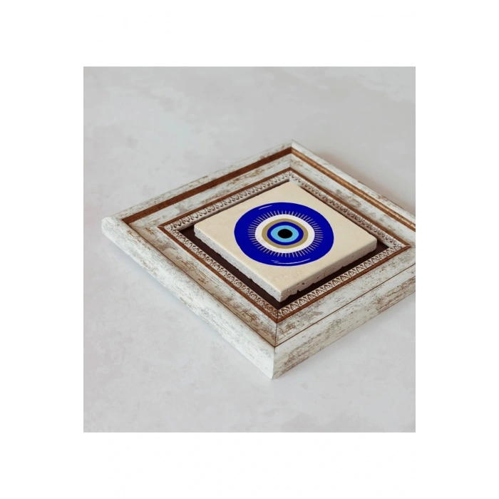 Nazar Boncuğu Çerçeveli Taş Tablo , Çerçeveli Taş Duvar Dekoru 20 cm
