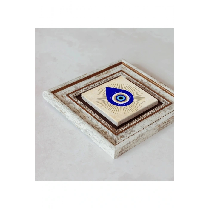 Nazar Boncuğu Çerçeveli Taş Tablo , Çerçeveli Taş Duvar Dekoru 20 cm