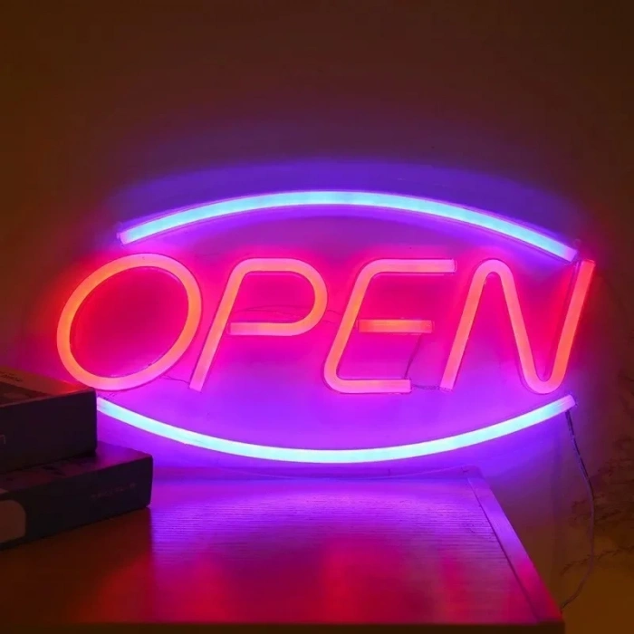 Neon Led Tabela Open Yazılı 22 X 45 Cm