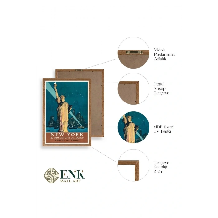 New York Ahşap Çerçeveli Tablo 50 x 70