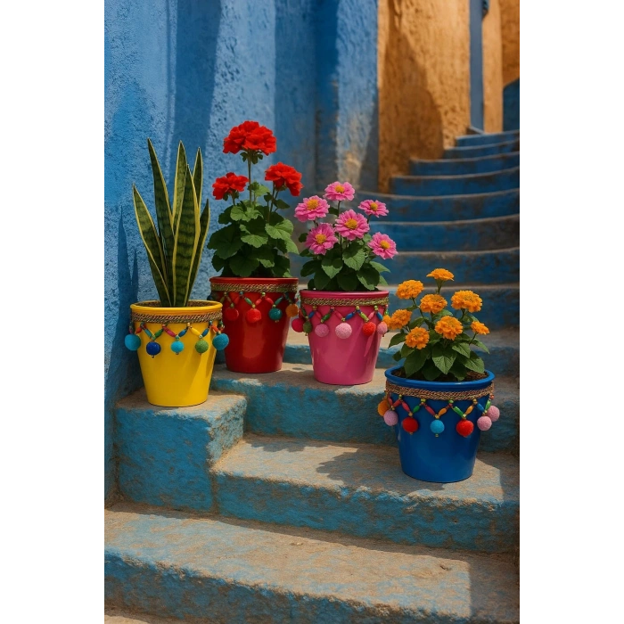 NF Dekoratif Saksı Akdeniz MAVİ  Tekli