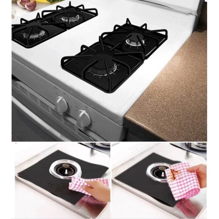 Ocak Koruyucu Folyo Yanmaz Yapışmaz 4&apos;lü Set SiYAH (5365)