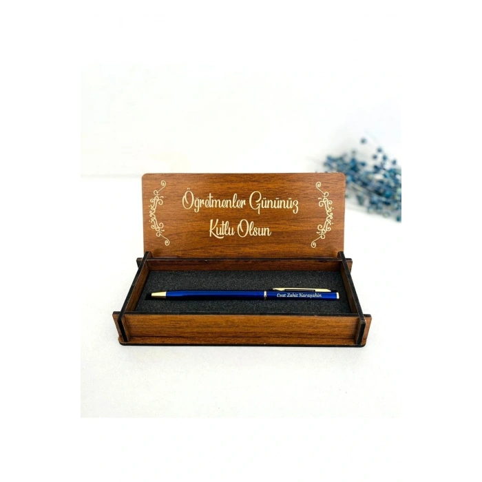 Öğretmenler Günü Ahşap Kalem Kutusu - Kahverengi