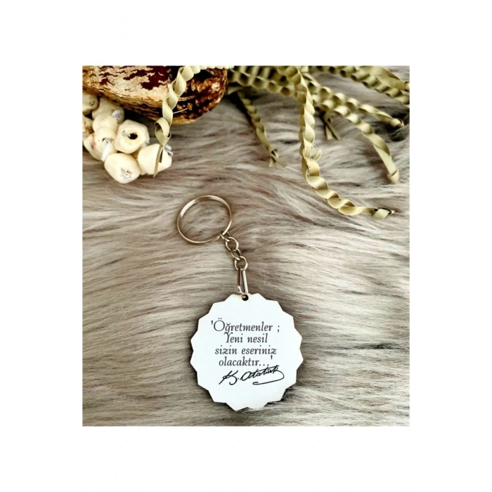 Öğretmenler Günü Baskılı Anahtarlık - Atatürk Imza