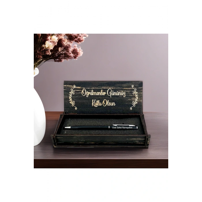 Öğretmenler Günü Kişiye Özel Kalem ve Ahşap Kutu