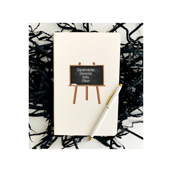 Öğretmenler Günü Okul Tahtası Model Defter Kalem Seti - Beyaz