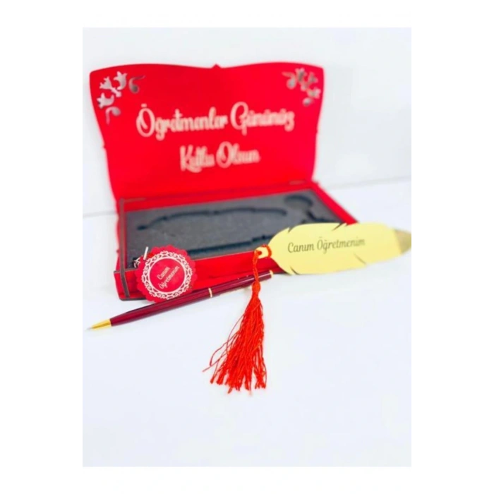 Öğretmenler Gününe Özel Tasarımlı Ahşap Kutu Kalem , Ayraç Ve Anahtarlık Seti