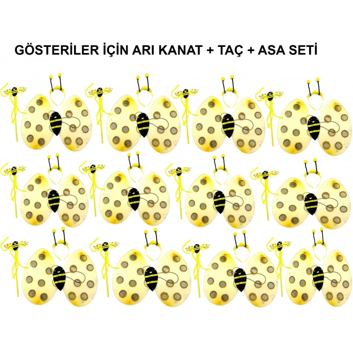 Okul Gösterileri için 12'li Arı Kanadı Seti - Etkinlik Kanatları (5365)