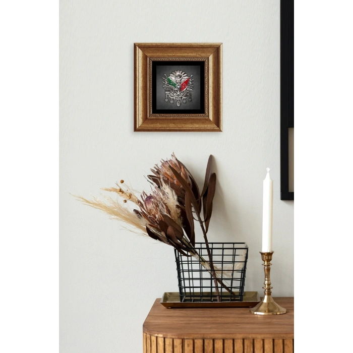 Osmanlı Arması Çerçeveli Taş Tablo 20 cm