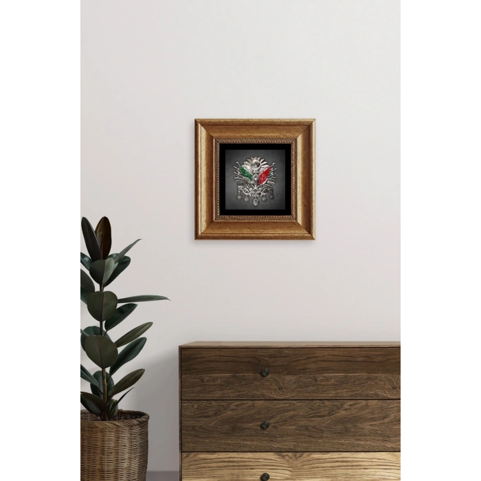 Osmanlı Arması Çerçeveli Taş Tablo 20 cm