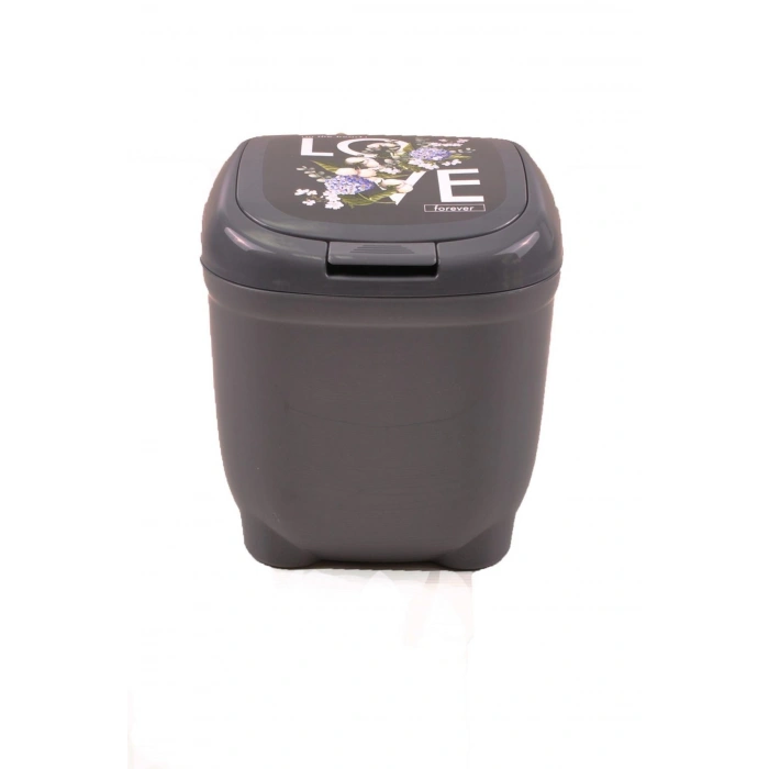 Otomatik Açılabilir Kapaklı Dekoratif Pratik Çöp Kovası (Gri) (5365)