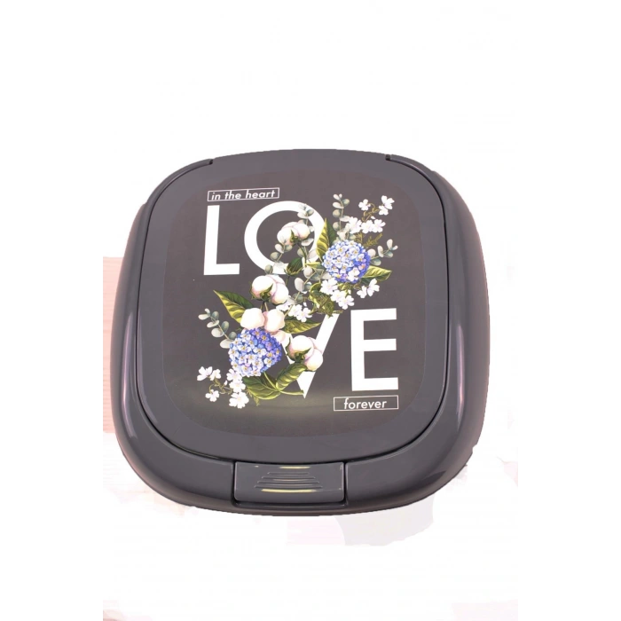 Otomatik Açılabilir Kapaklı Dekoratif Pratik Çöp Kovası (Gri) (5365)