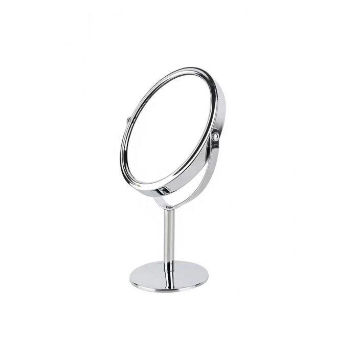 Oval Masaüstü Ayaklı 360° Dönebilen çift taraflı büyüteçli krom ayna 18X10cm