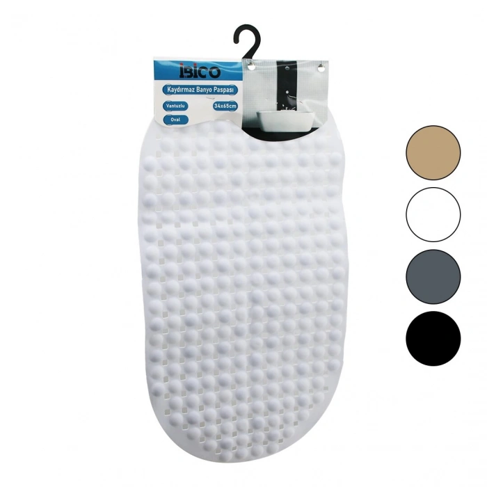 OVAL - PLASTİK KABARTMA TOP DESENLİ - RENKLİ 63PCS VANTUZLU KAYDIRMAZ BANYO - KÜVET PASPASI 34X65CM (5365)