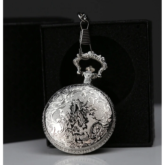 Special Boxed Numeric Silver Pocket Watch