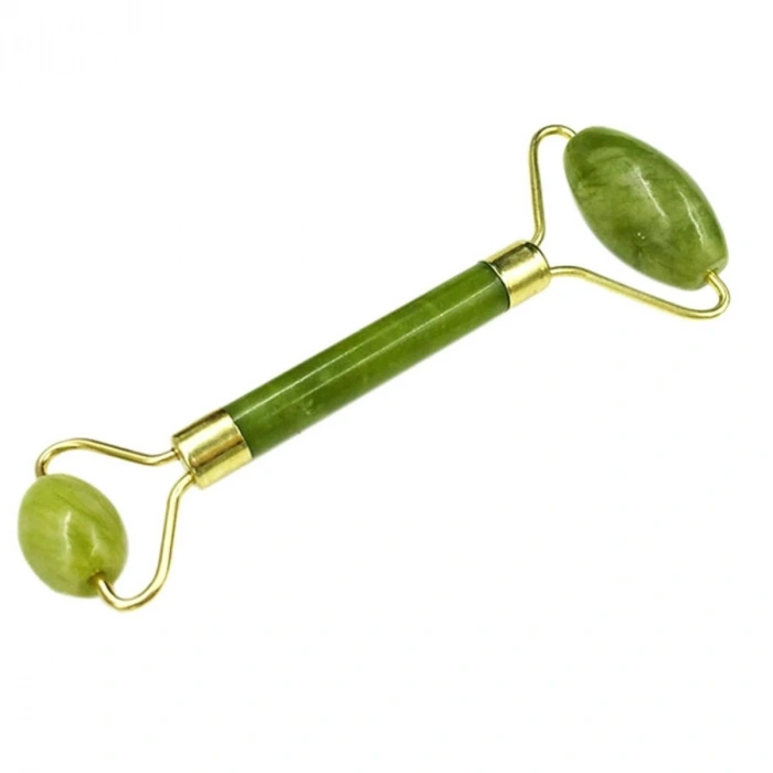 Özel Süngerli Kutusunda Kırılmaz Çift Taraflı 2li Cilt Yüz Masaj Aleti Jade Roller Yeşim Taşı (5365)