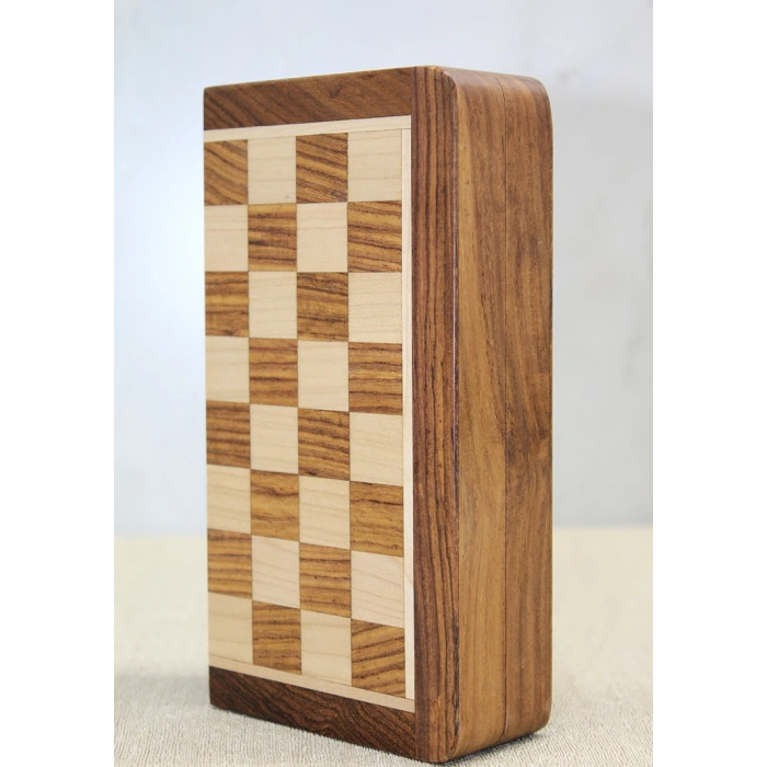 Special Varnished Magnetic Stone Wooden Foldable Box Chess Game 12.5 Cm