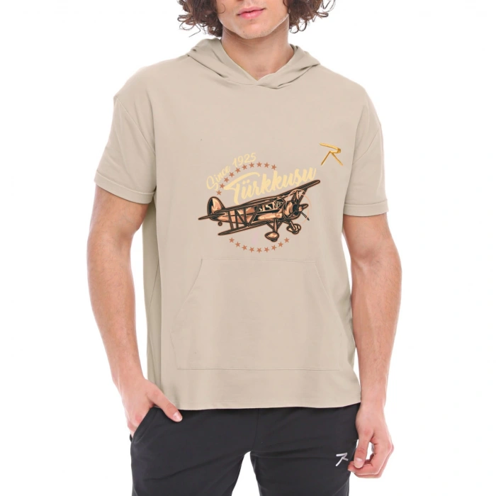 Cotton Hooded Short Sleeve Sweatshirt OCULUS GRAY