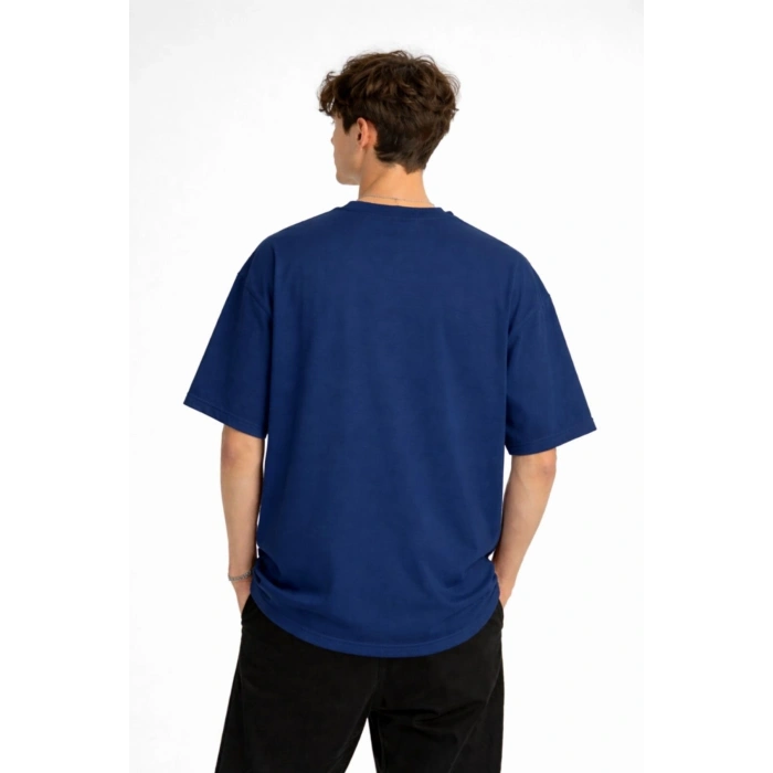 Panda - Baskılı Oversize Tişört LACIVERT