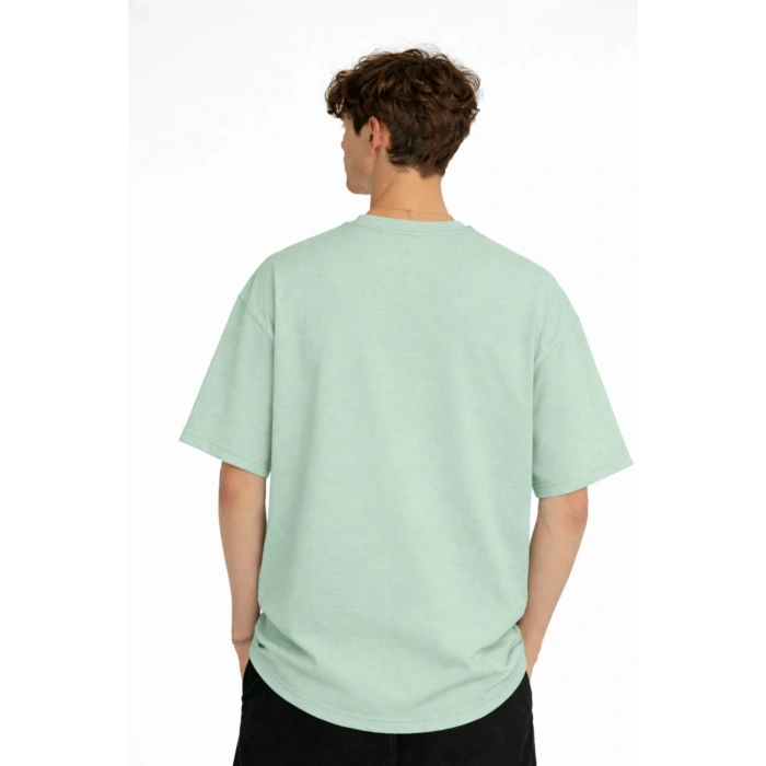 Panda - Baskılı Oversize Tişört SU YESILI