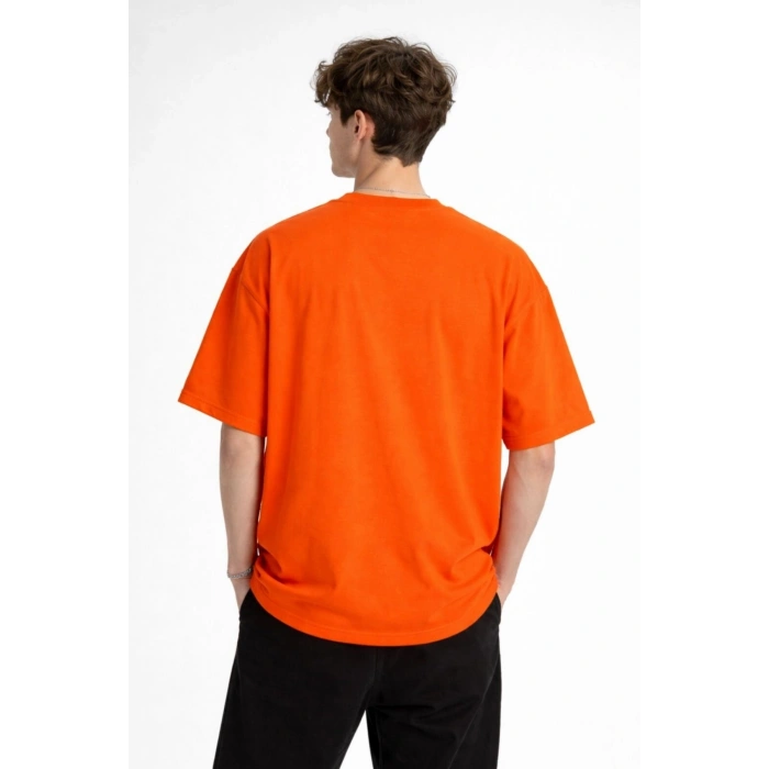 Panda - Baskılı Oversize Tişört TURUNCU