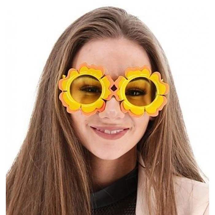 Daisy Shaped Orange Yellow Hawaii Party Glasses