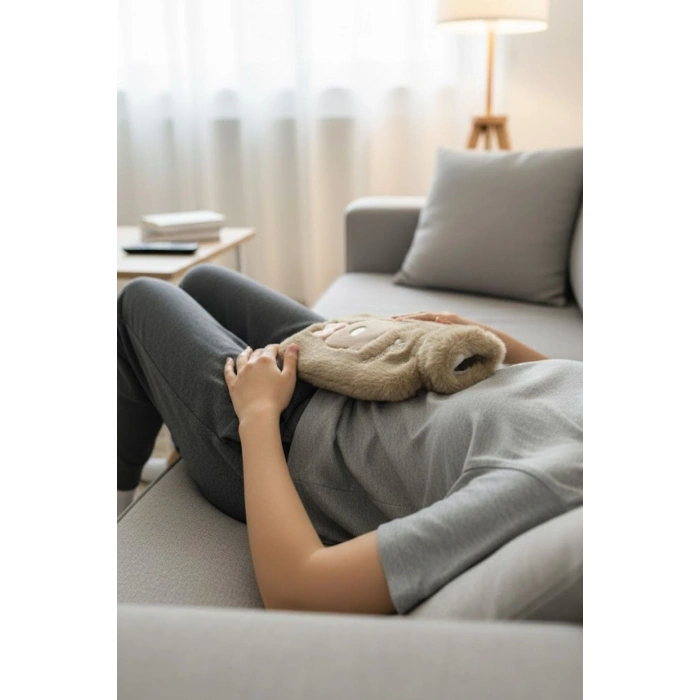 Papyonlu Ayıcıklı Kahverengi Figürlü Peluş Sıcak Su Torbası 1 Lt – Yumuşak Kılıf, Uzun Süre Sıcak Tutan Termal Su Torbası