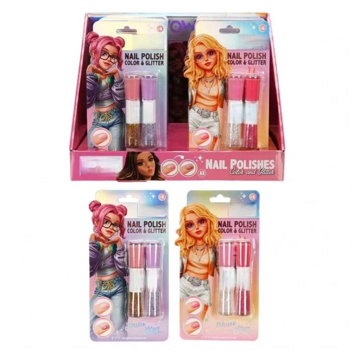 Parıltılı Çift Taraflı Oje 2li Set Renkli