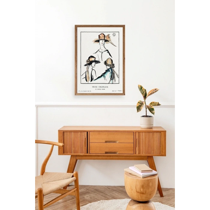 Paris Şapkaları Ahşap Çerçeveli Tablo 17 x 23