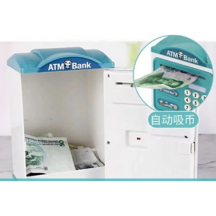 Parmak İzi Görünümlü Elektronik Şifreli Otomatik Kağıt Para Alan ATM Kumbara (5365)