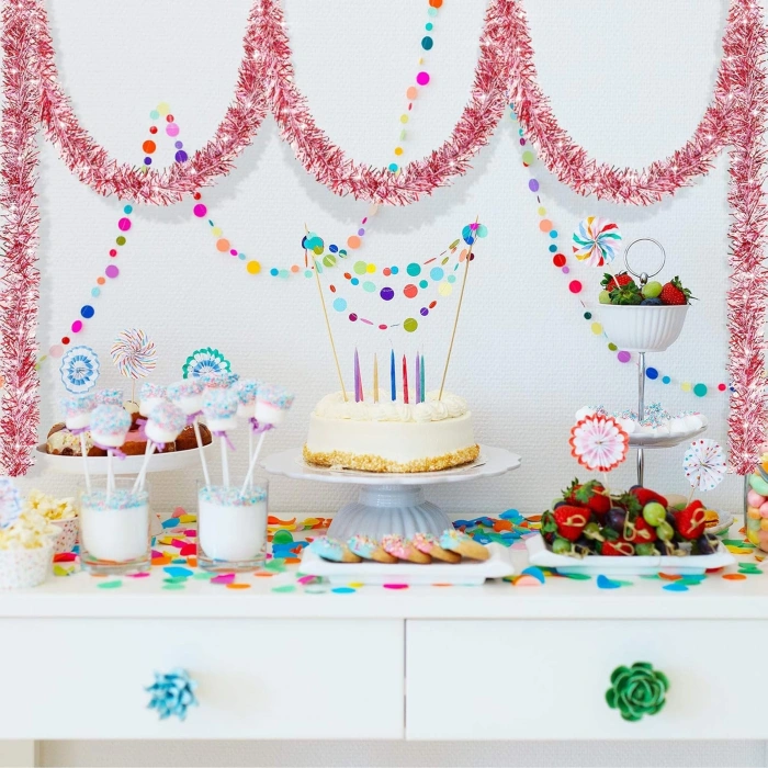 Parti İçin Sim Süs 2 Metre Uzunluk 8 cm Genişlik Pembe Renk İthal (5365)