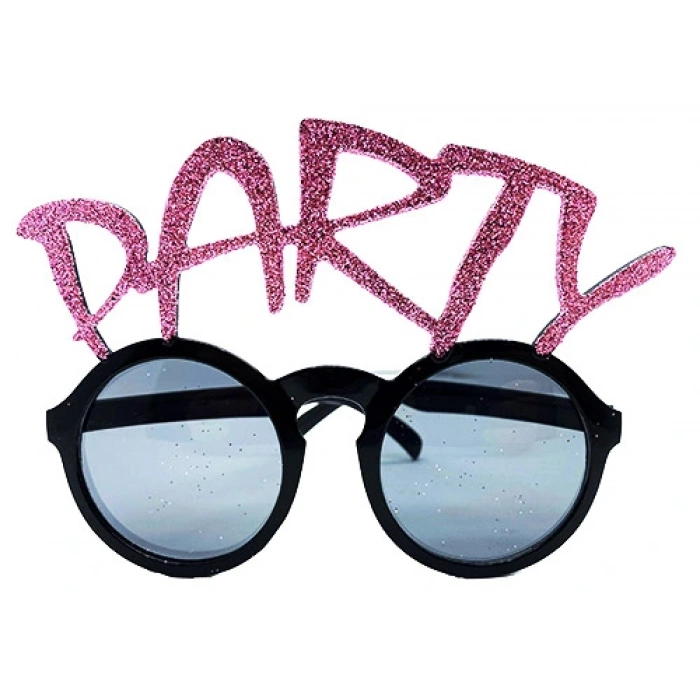Party Written Glitter Pink Color Party Glasses