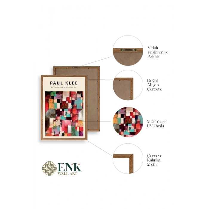 Paul Klee Üçlü Ahşap Çerçeveli Tablo 23 x 30