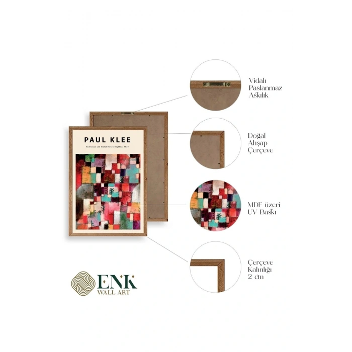 Paul Klee Üçlü Ahşap Çerçeveli Tablo 30 x 40