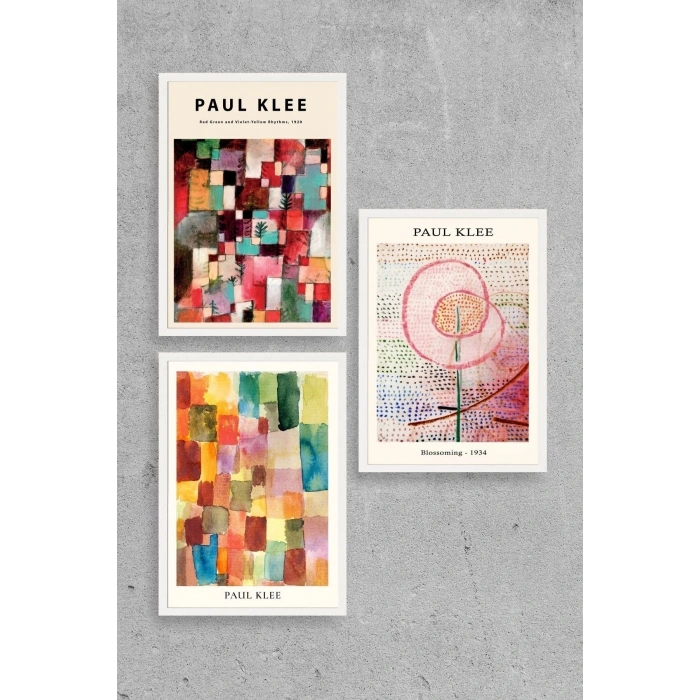 Paul Klee Üçlü Ahşap Çerçeveli Tablo 40 x 60