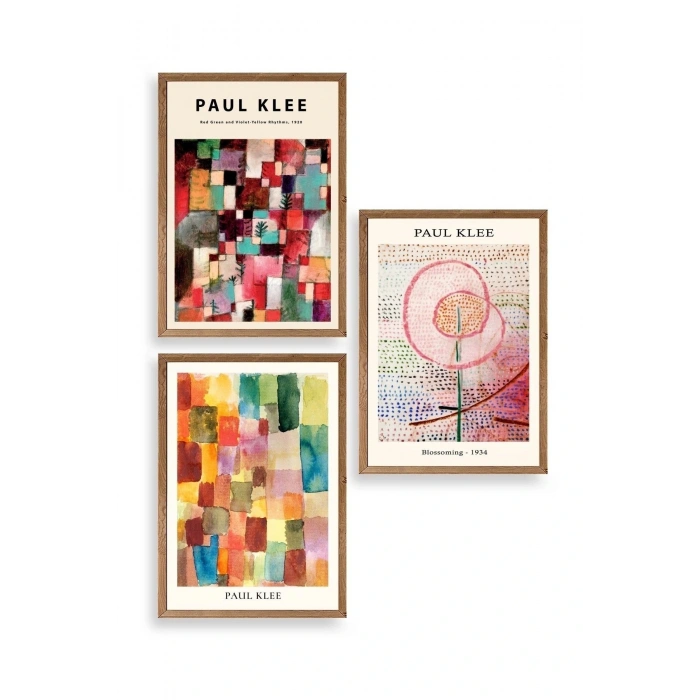 Paul Klee Üçlü Ahşap Çerçeveli Tablo 50 x 70
