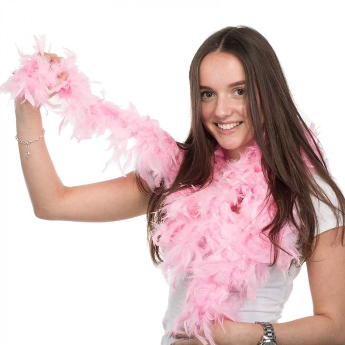 Pembe Renk Kabarık Tüylü Otriş Boa Dekorasyon Tüy 180 cm (5365)