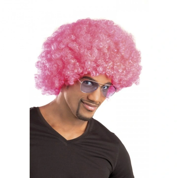 Pembe Renk Kıvırcık Afro Bonus Peruk (5365)