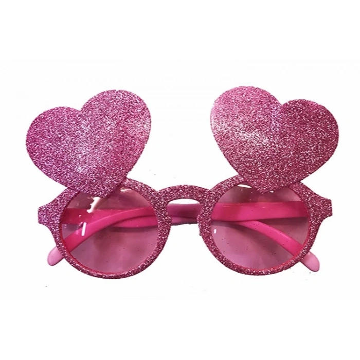 Pembe Renk Sim İşlenmiş Kalp Figürlü Yılbaşı Parti Gözlüğü (5365)