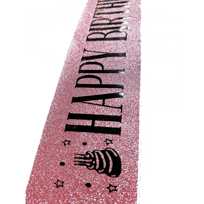 Pink Black Happy Birthday Glitter Belt