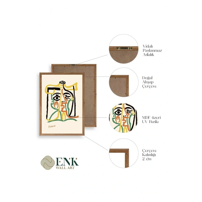 Picasso Üçlü Ahşap Çerçeveli Tablo 40 x 60