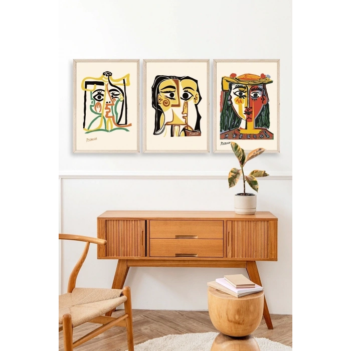Picasso Üçlü Ahşap Çerçeveli Tablo 50 x 70